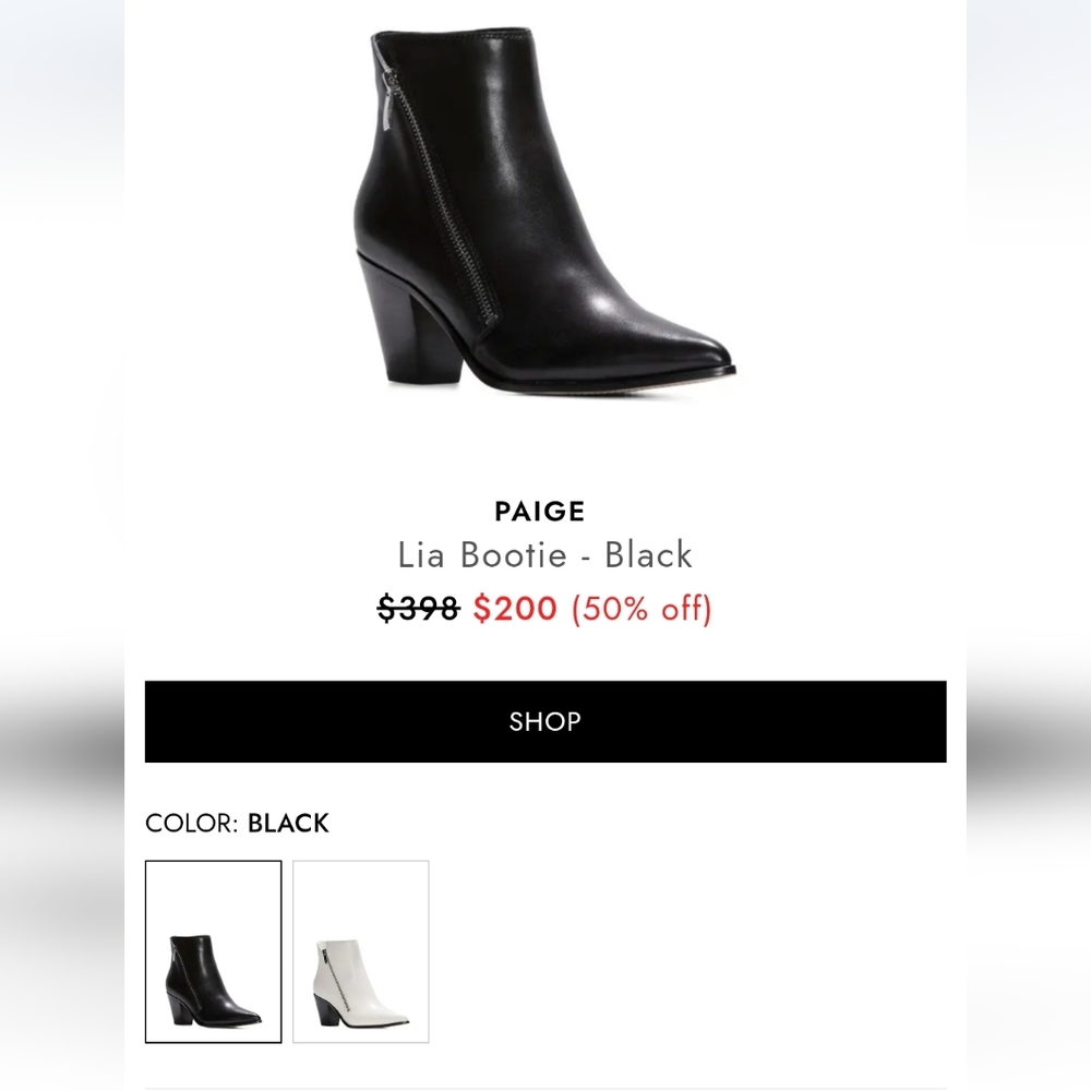 Paige Lia Black Leather Booties Size US 8